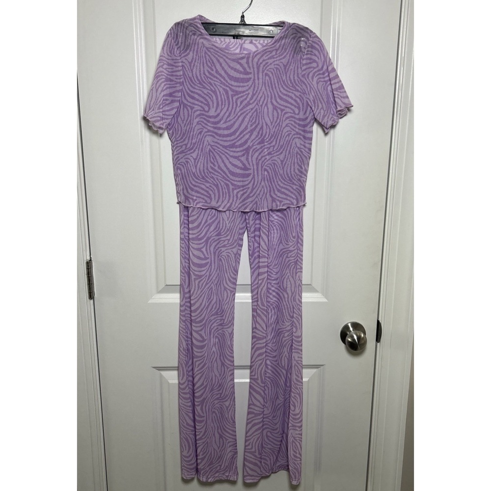 Kendall And Kylie 2 Pc Lilac Tiger Print Top Pants Swim Cover Up‎ Junior Sz Med